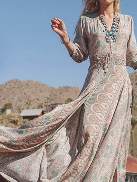 V-neck Chiffon Maxi Dress