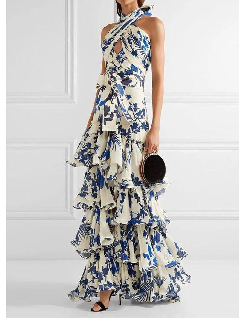 Lace-up Lolita Swing Skirt Maxi Dress