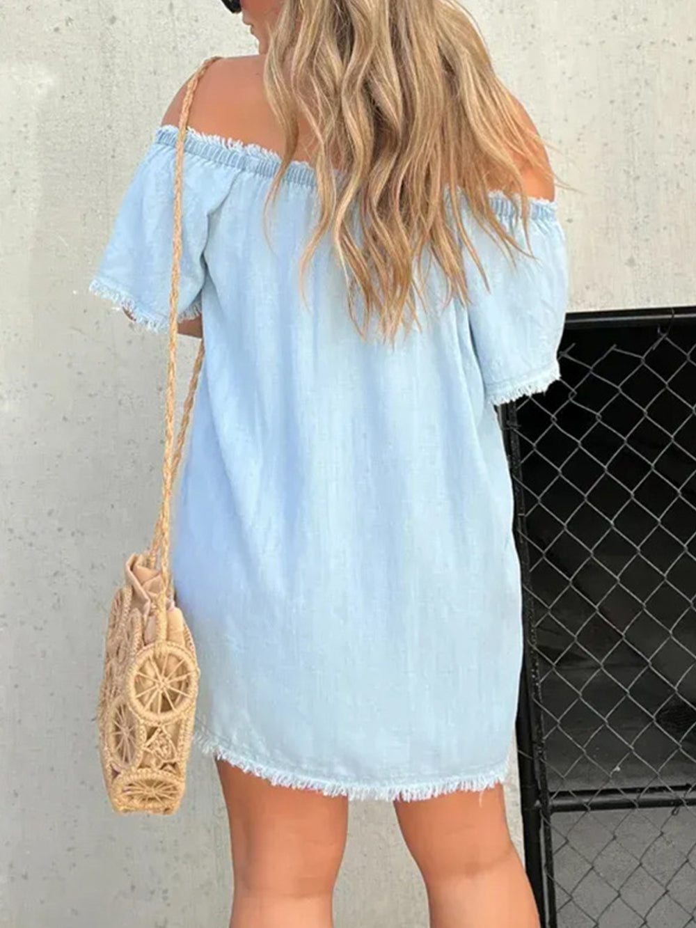One Shoulder Denim Mini Dress