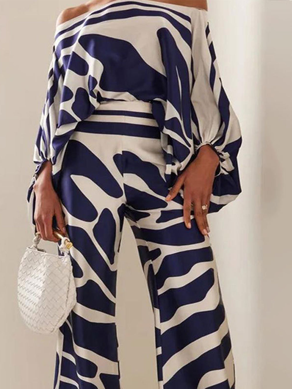 Satin Hot Off-shoulder Top Pants Set