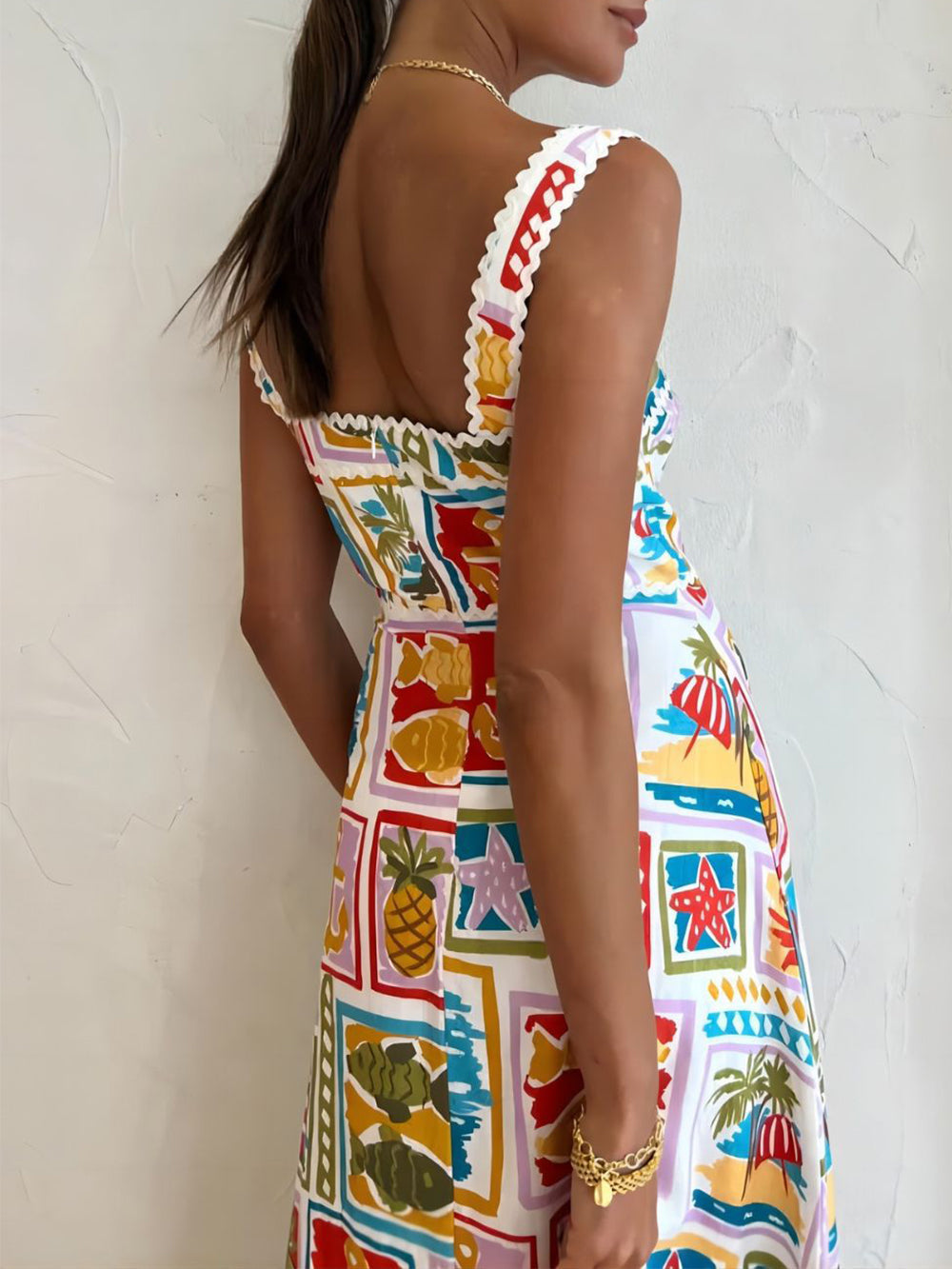 Graffiti Strap Tube Top Lace Maxi Dress