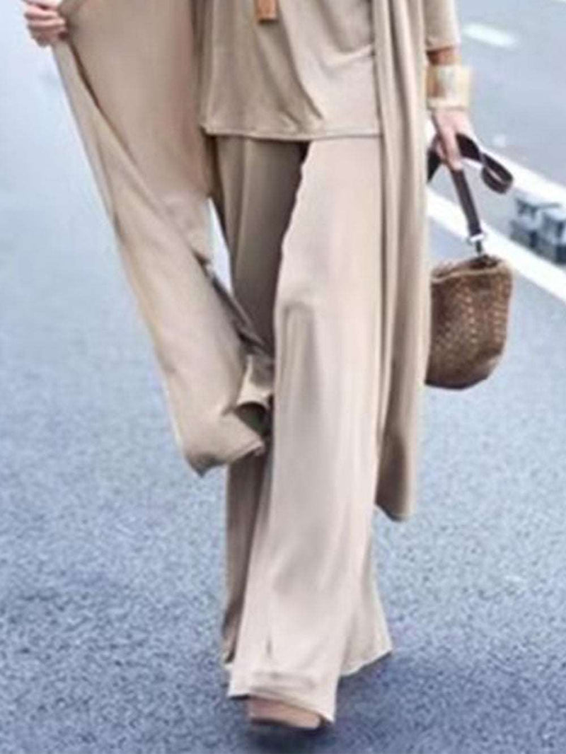 Cardigan Coat Sling Top Wide Leg Pants 3pcs Set