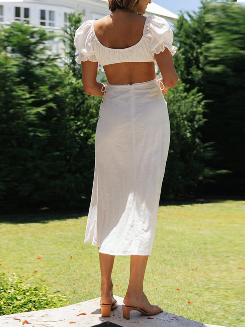 Color Princess Sleeve Midi Dress