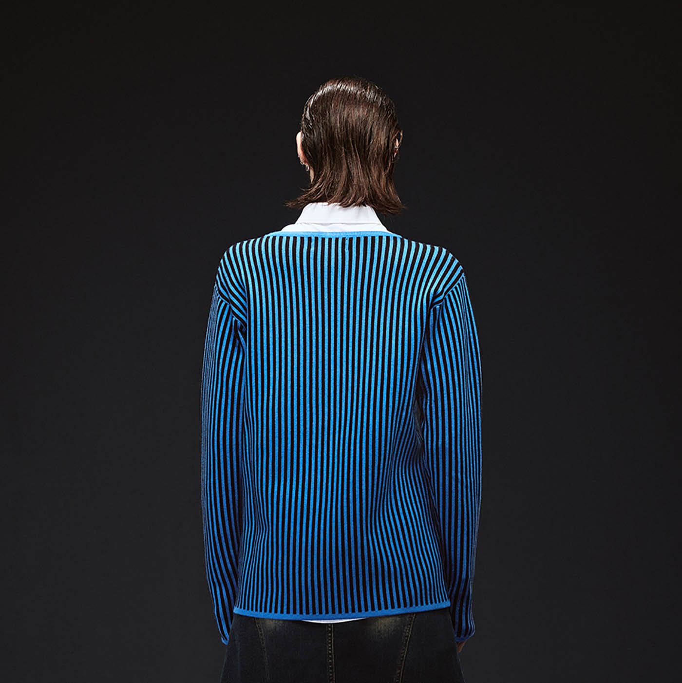 Blue Striped Knit Sweater