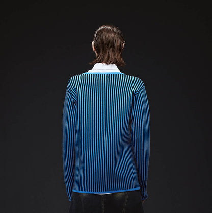 Blue Striped Knit Sweater