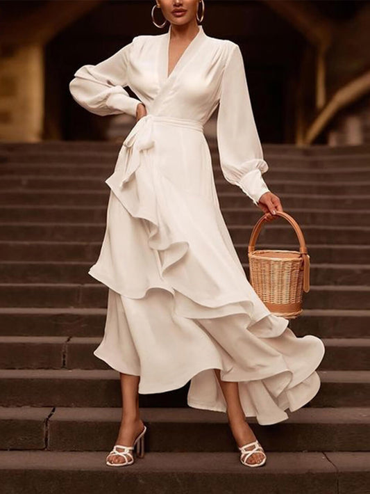 Ruffled Color Maxi Dress