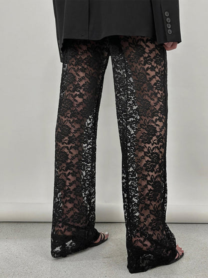 Lace High-length Straight Pants