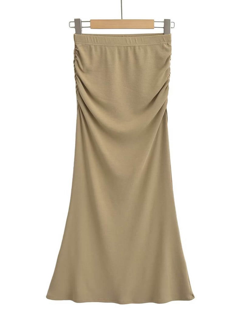 Pleated Mid-length Fishtail Skirt