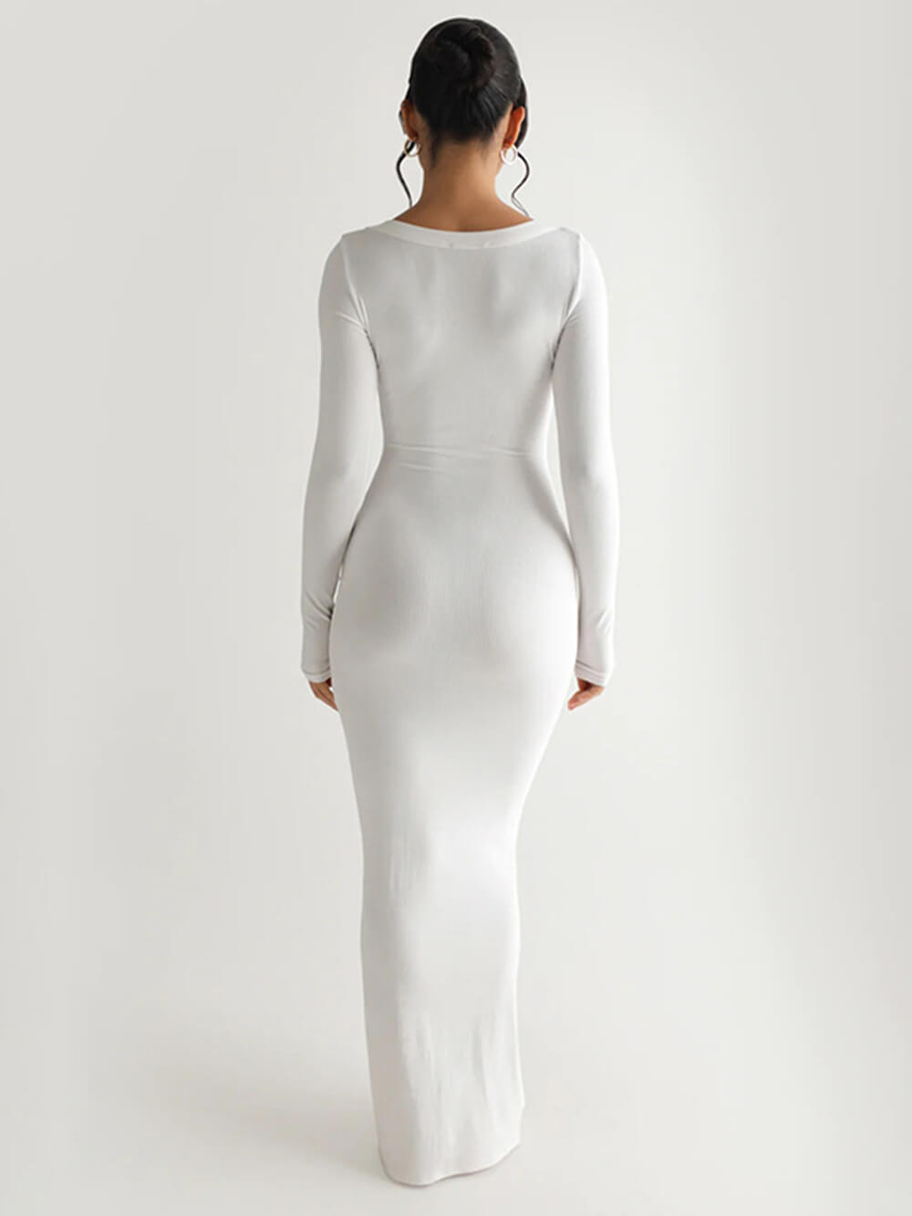 Knit Square Neck Long Sleeve Maxi Dress
