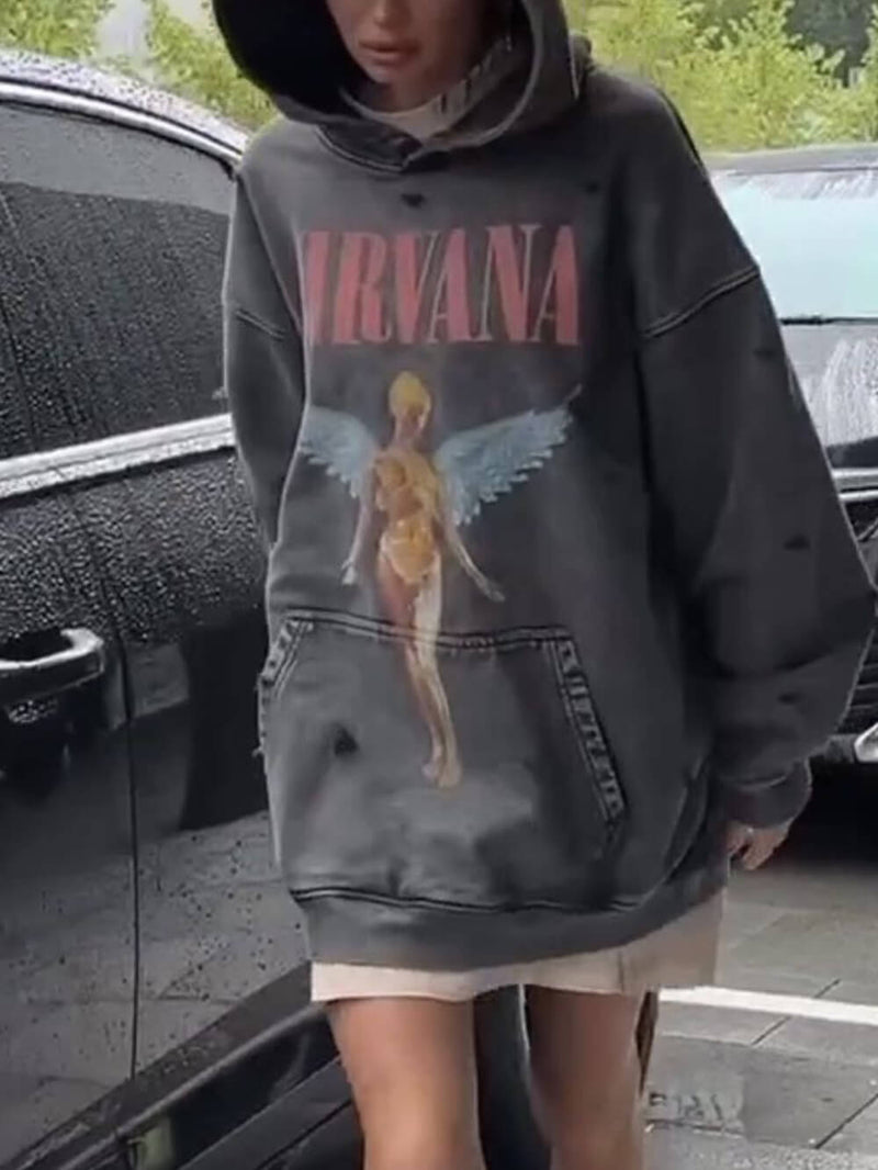 And Lazy Retro Style Hooded Sweatshirt
