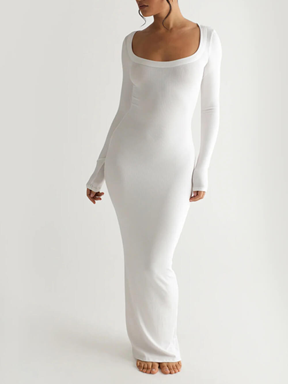 Knit Square Neck Long Sleeve Maxi Dress