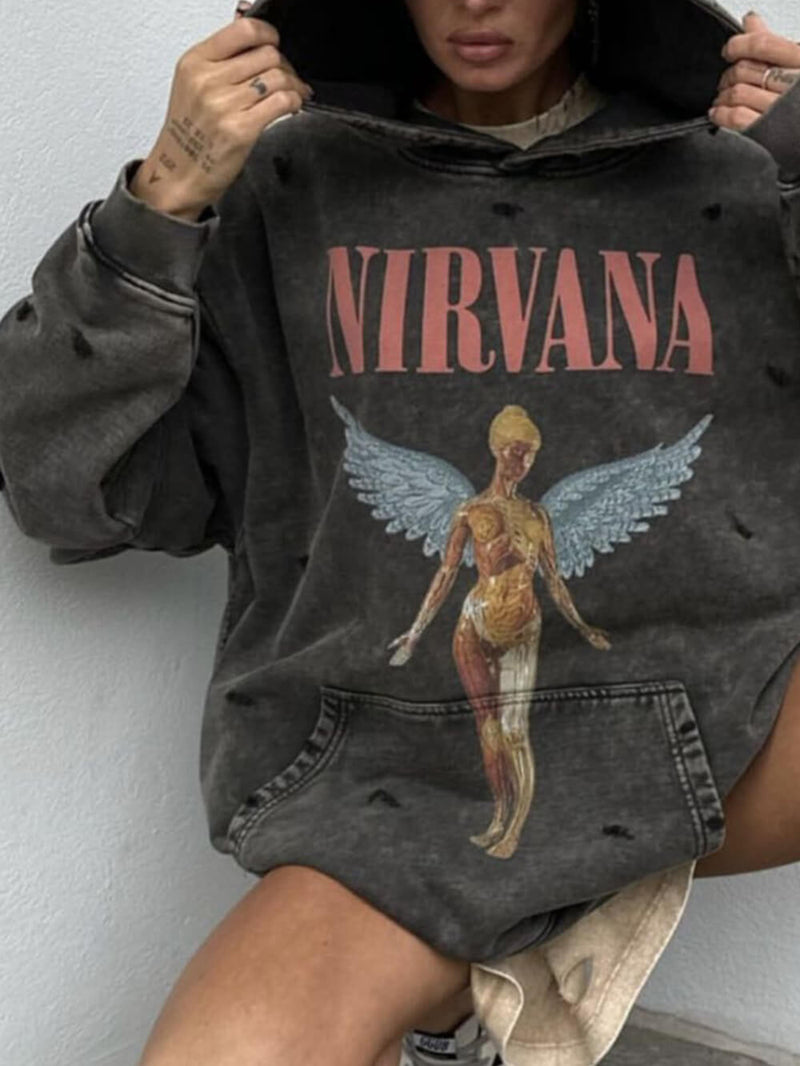 And Lazy Retro Style Hooded Sweatshirt