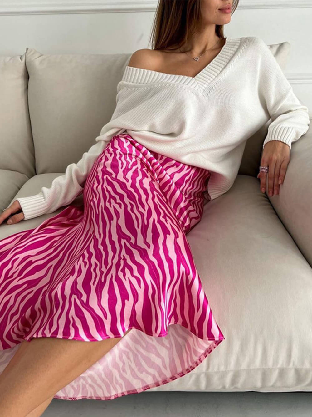 French Print Fashionable Fishtail Skirt