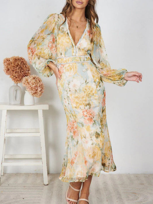 Fleur - Delicate Print Midi Dress
