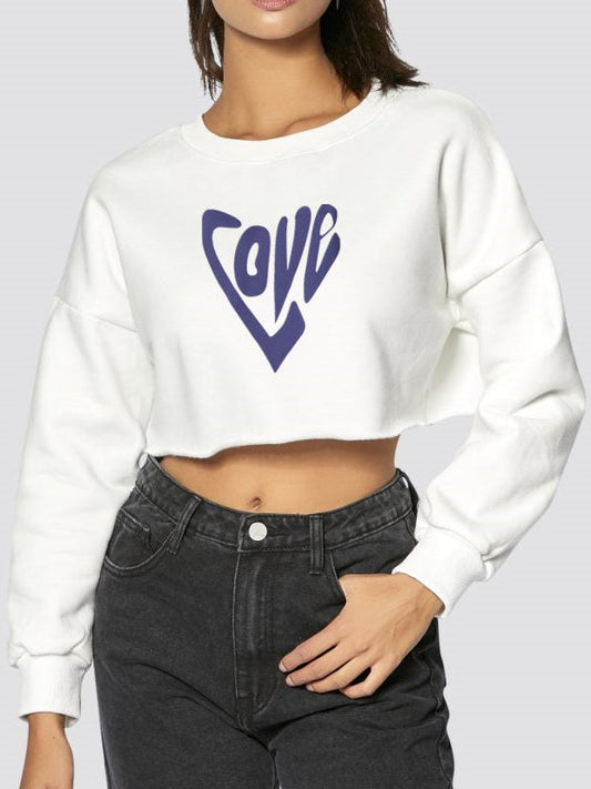 Love Letter Heart Shape Print Neck Sweatshirt