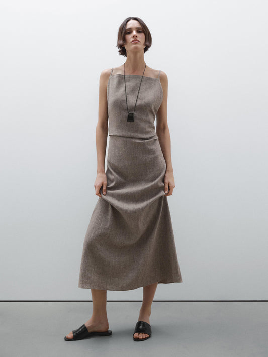 Flowy Square Neck Midi Dress