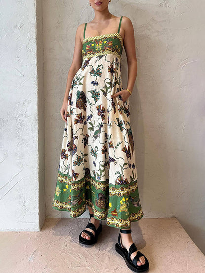 Tropical-sunshine Smocked Maxi Dress