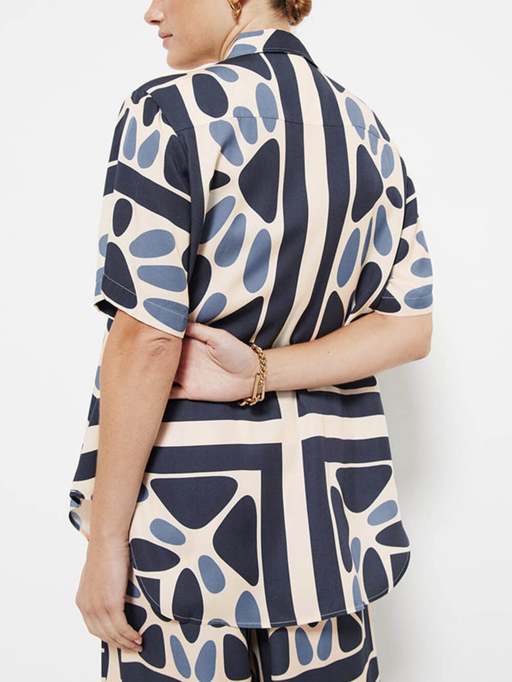 Summer Vacation Style Unique Print Loose Oversized Blouse