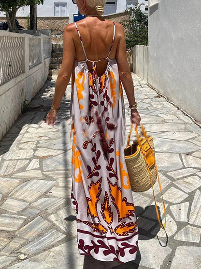 Artemis Delight - Print Spaghetti Strap Maxi Dress