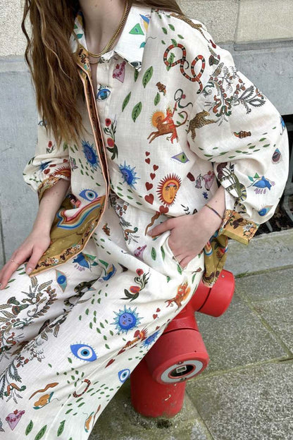 Featured Print Loose Oversize Pants Set