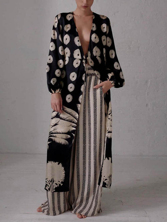 Unique Print Oversized Cardigan Top