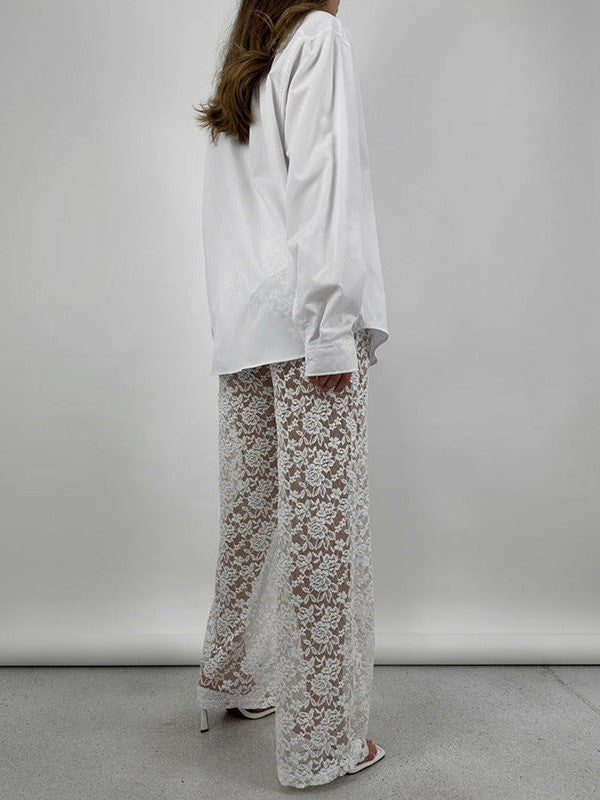 Lace See Through High Waist Pants