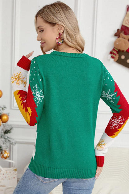 Santa and Reindeer Sleigh Knit Sweater