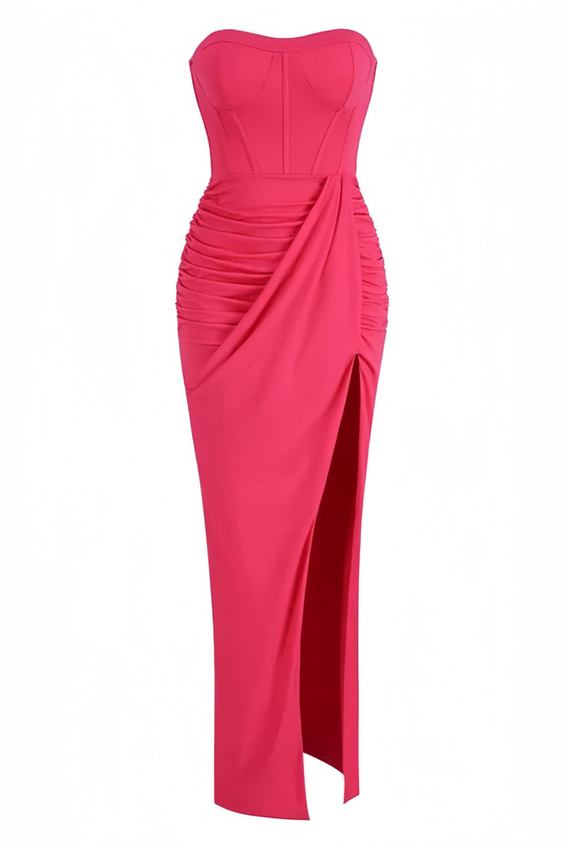 Amabel Corset Split Maxi Dress-pink