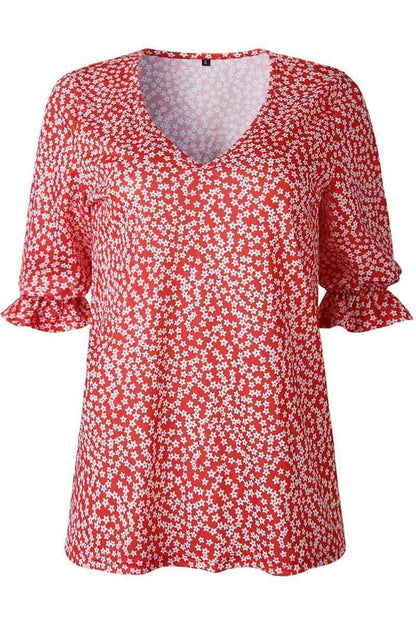 V Neck Printed Blouse