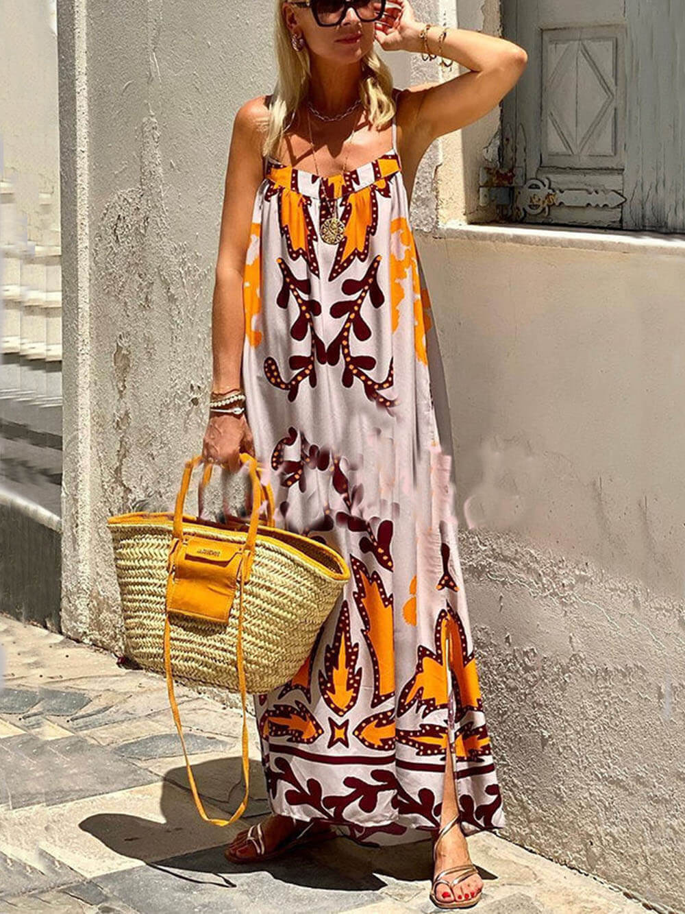 Printed Loose Cami Maxi Dress
