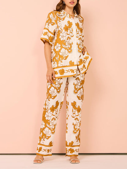 Print Short Sleeve Pants Set