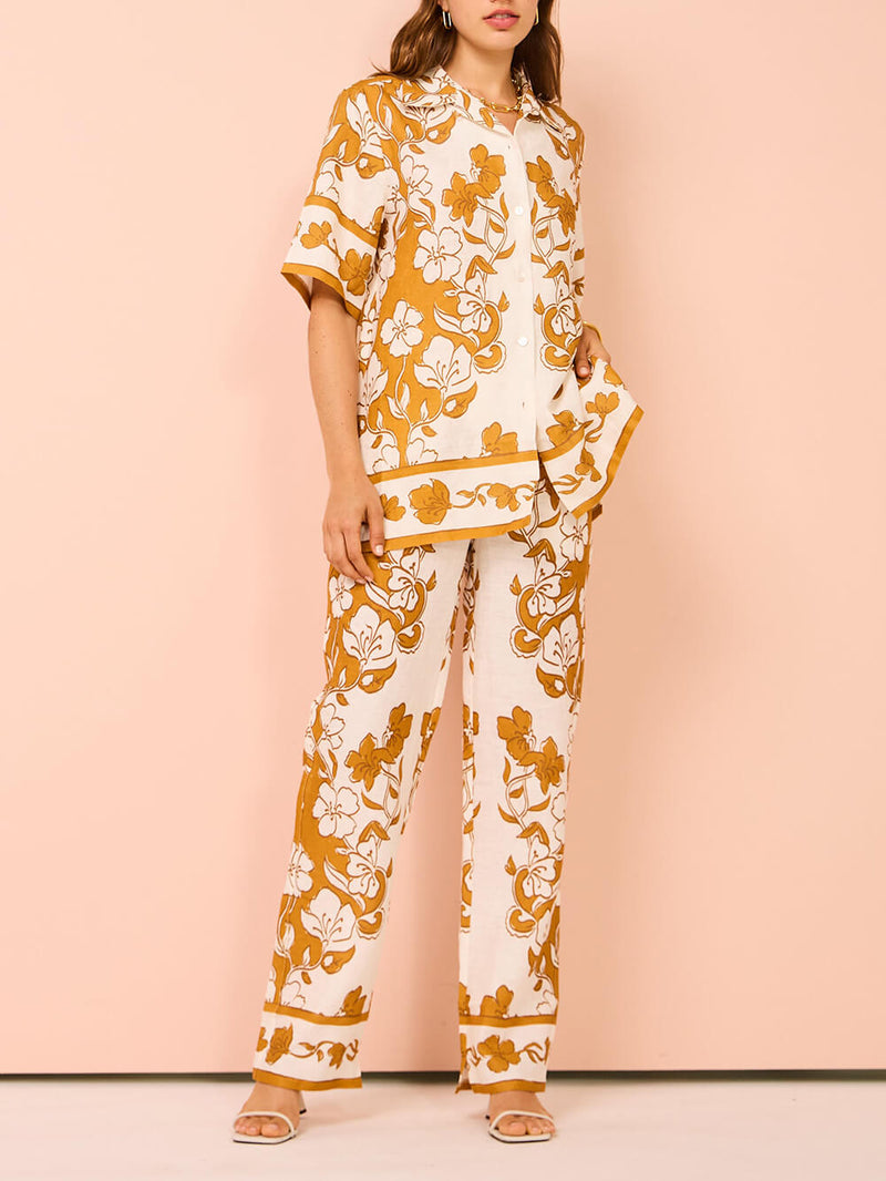 Print Short Sleeve Pants Set