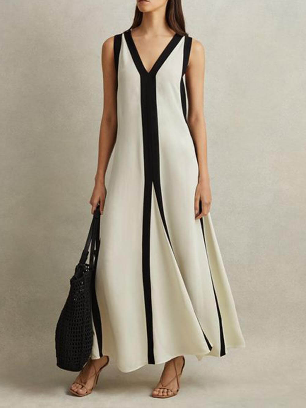 Colorblock Reversible Style A-line Maxi Dress