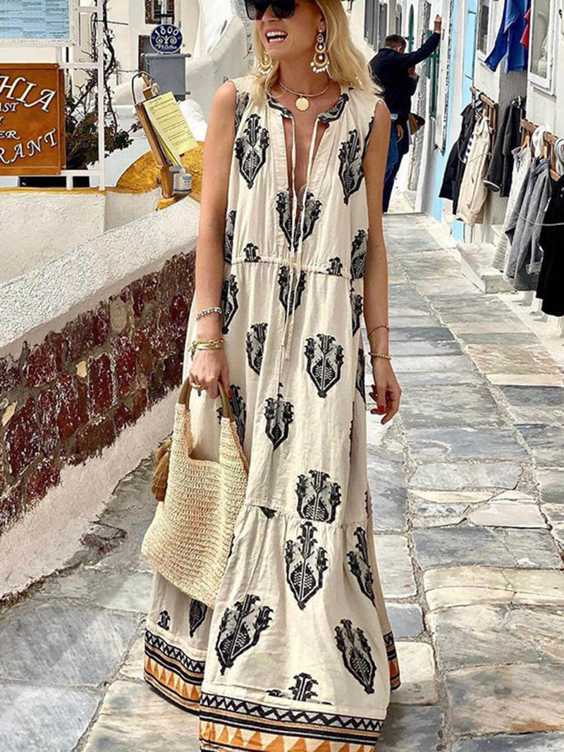 Style Unique Pattern Print Maxi Dress