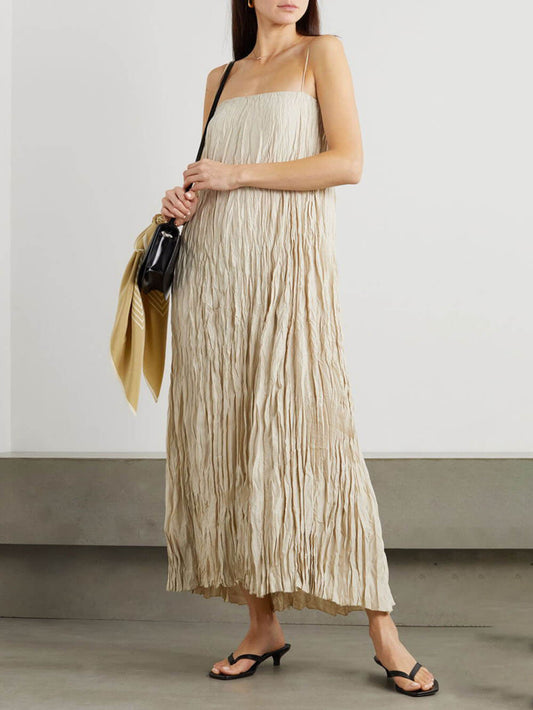 And Pleated Suspender Maxi Dress