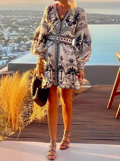 Printed Beach Loose Mini Dress