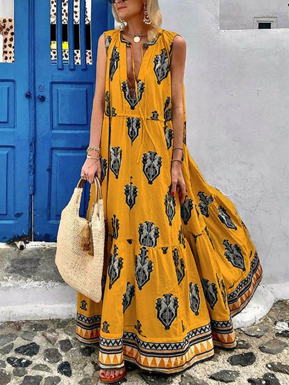 Style Unique Pattern Print Maxi Dress
