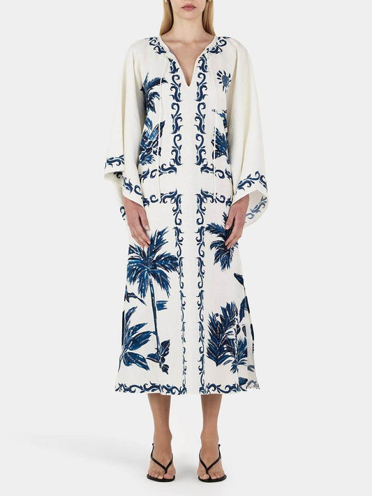 Hawaiian Print Sequined Oversized Loose Midi Dress