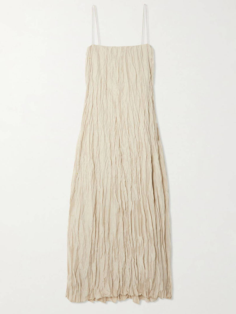 And Pleated Suspender Maxi Dress