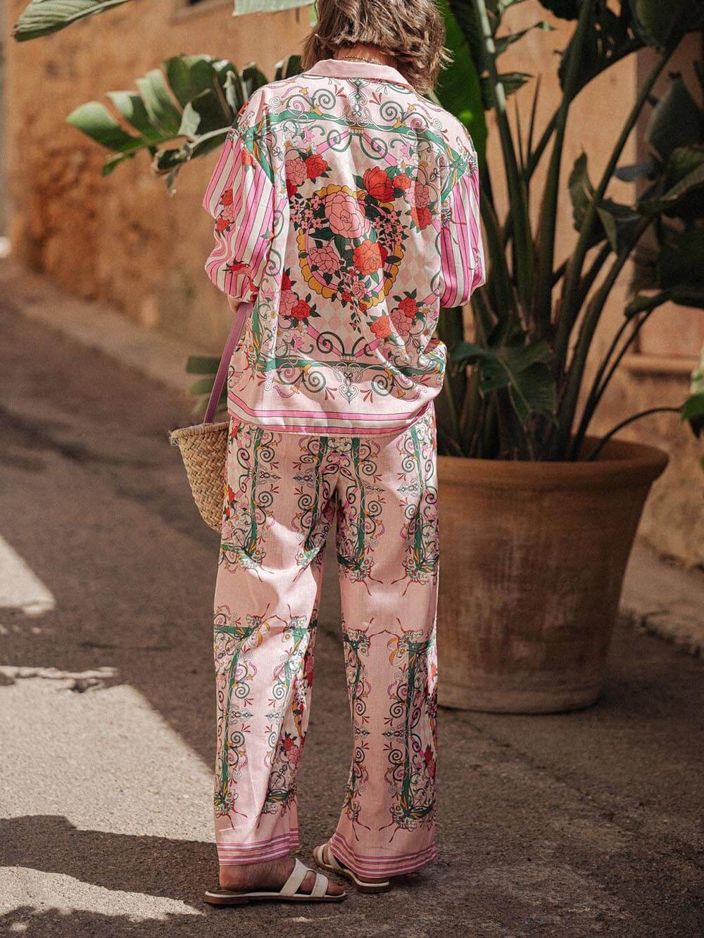 Unique Charm Print Elastic Waist Pocketed Pants