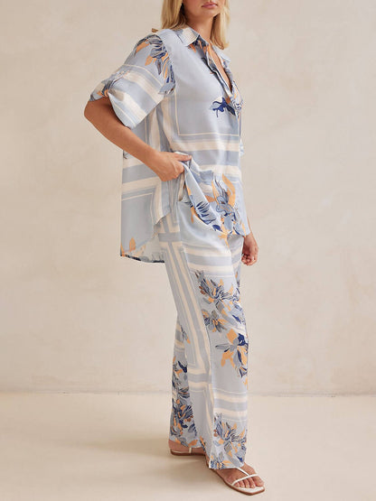 Exclusive Print Drawstring Elastic Waistband Pocket Straight Pants