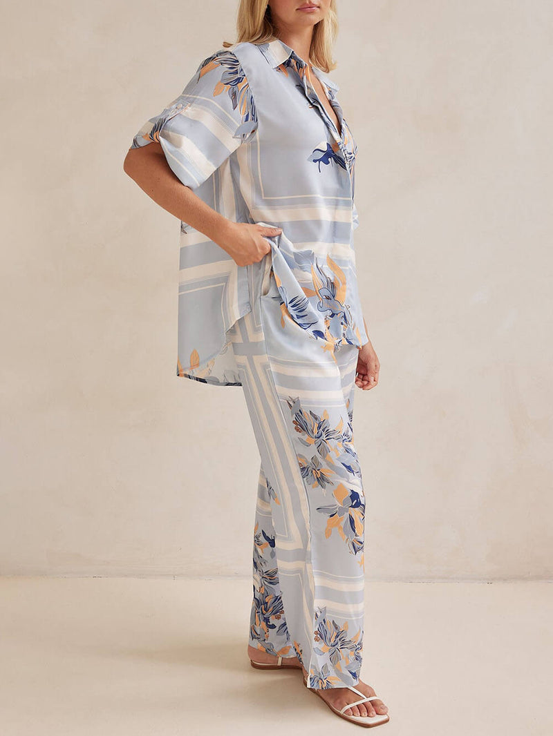 Exclusive Print Drawstring Elastic Waistband Pocket Straight Pants