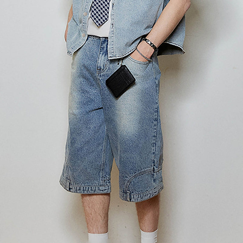 Inverted Wide Leg Denim Shorts