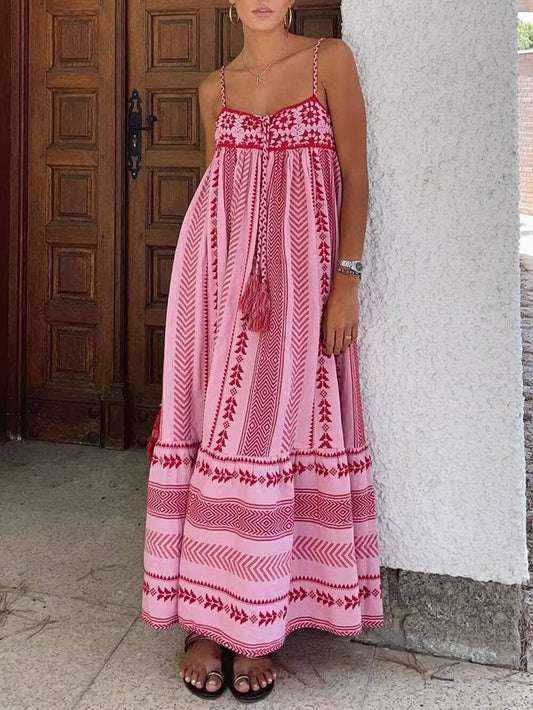 Style Crochet Patchwork Knitted Slip Maxi Dress