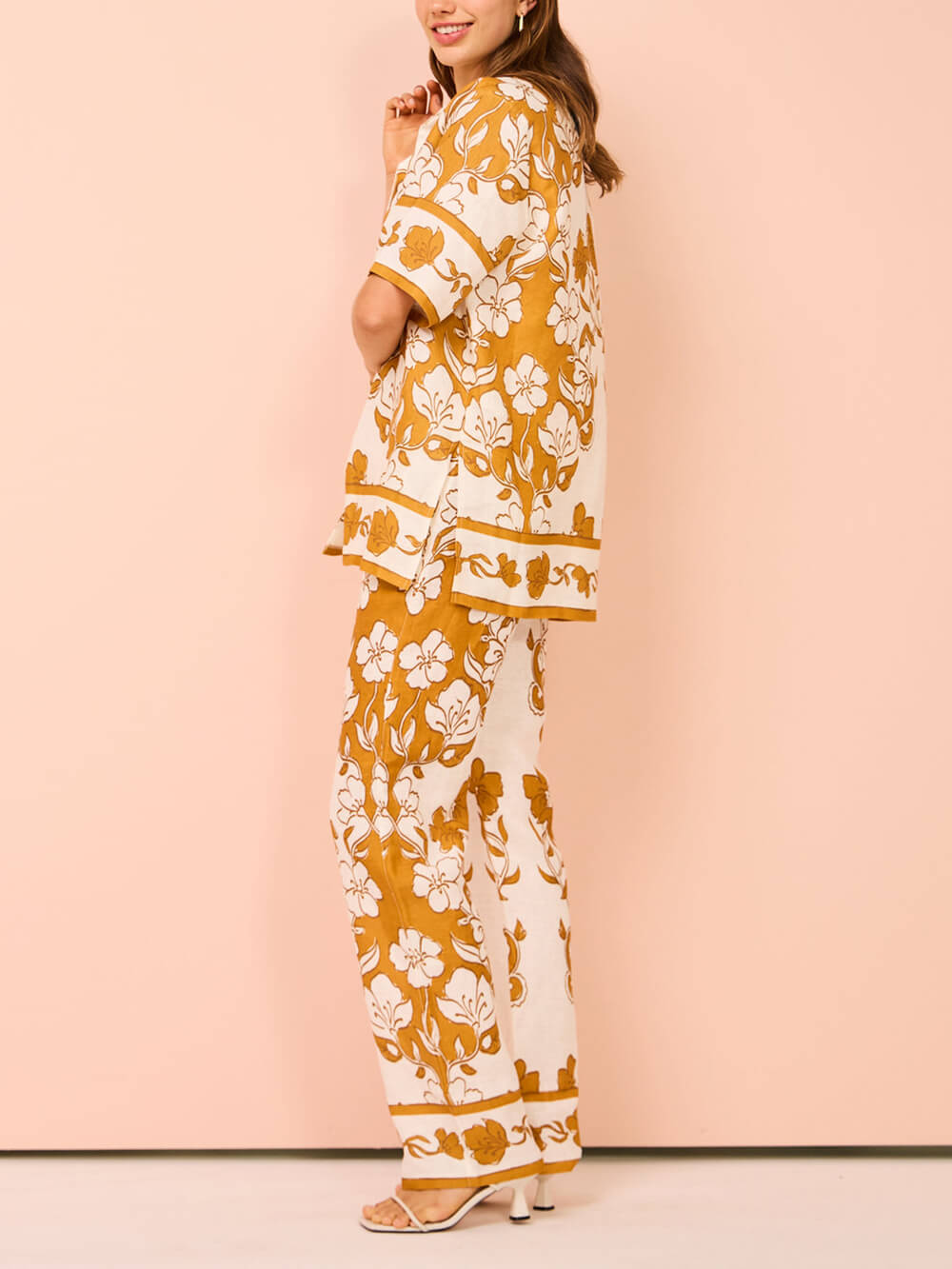 Print Short Sleeve Pants Set