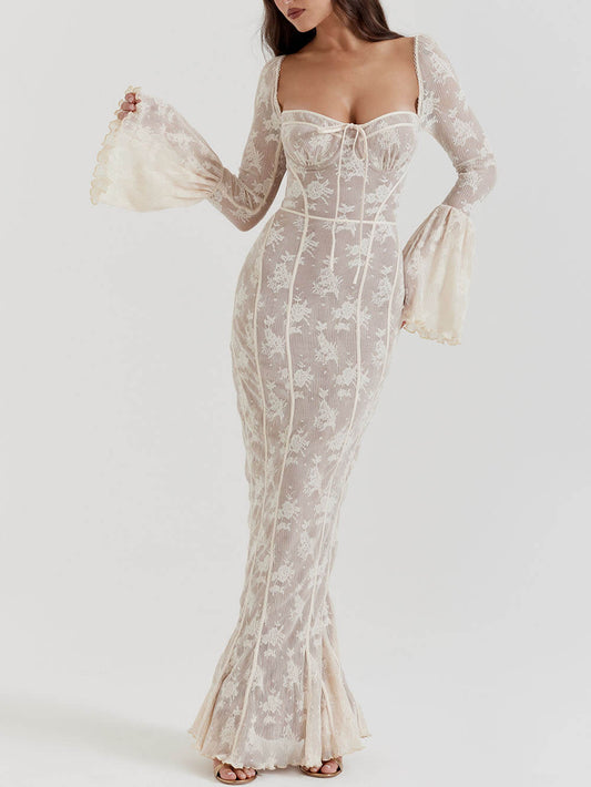 Cream Lace Maxi Dress