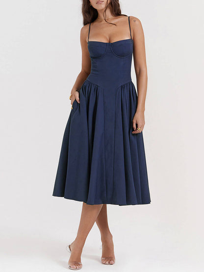 Midnight-elegance Strapless Midi Dress
