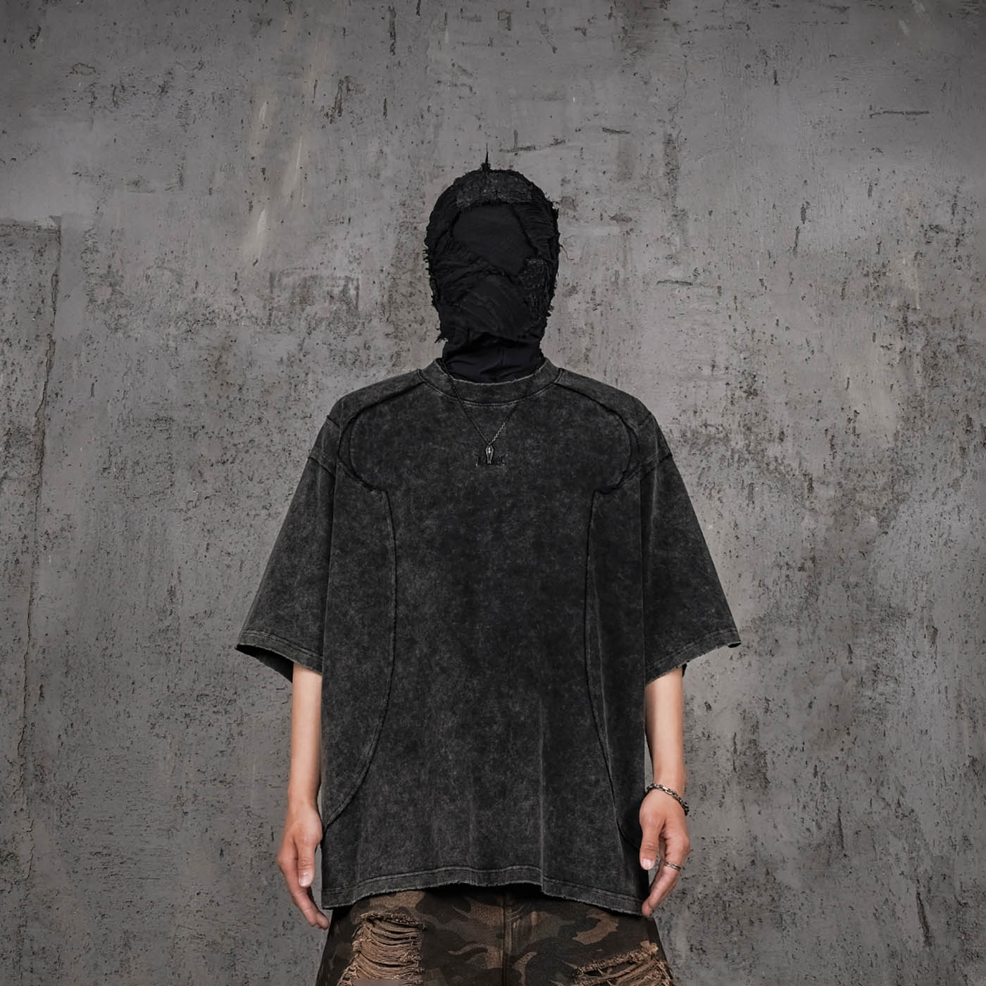 Washed Structured Black T-shirt