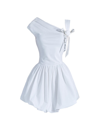 Off-shoulder Tie-strap Fit & Flare Mini Dress