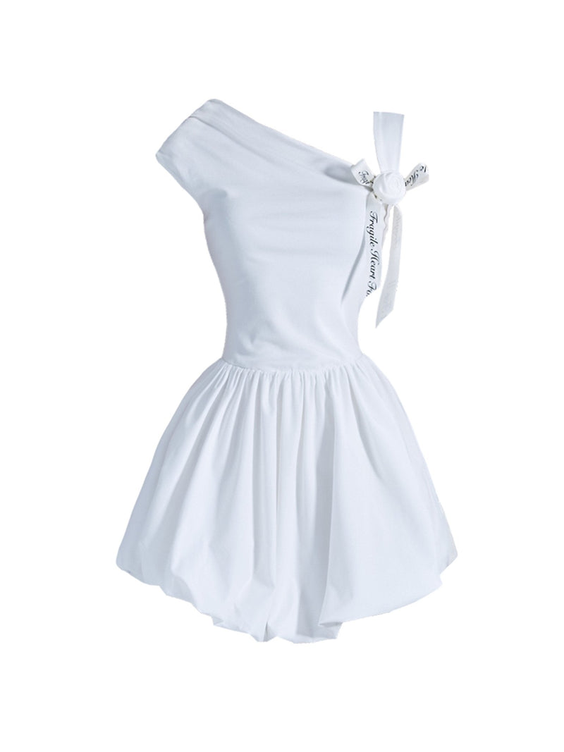 Off-shoulder Tie-strap Fit & Flare Mini Dress